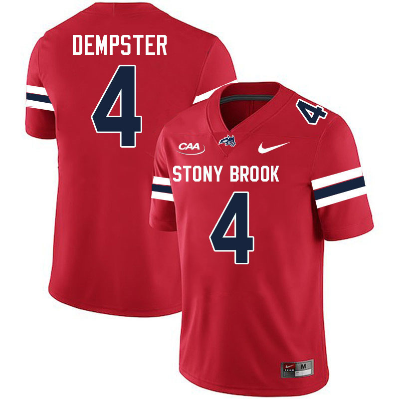 Stony Brook Seawolves #4 Roland Dempster College Football Jerseys,Uniforms-Red